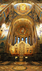 Fototapeta na wymiar Saint Petersburg, Russia - August 10, 2018: Interior of Church of the Savior on Spilled Blood in Saint Petersburg, Russia