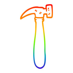 rainbow gradient line drawing cartoon hammer