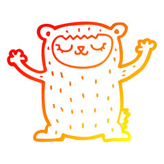 warm gradient line drawing cute cartoon bear