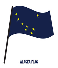 Alaska (U.S. State) Flag Waving Vector Illustration on White Background