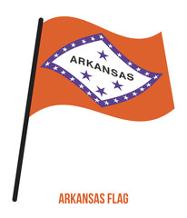 Arkansas (U.S. State) Flag Waving Vector Illustration on White Background