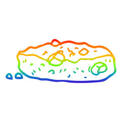 Fototapeta na wymiar rainbow gradient line drawing cartoon choclate chip cookie