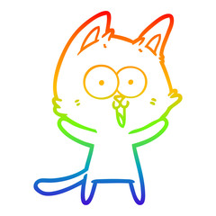 rainbow gradient line drawing funny cartoon cat