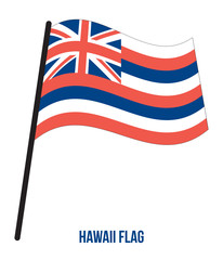 Hawaii (U.S. State) Flag Waving Vector Illustration on White Background