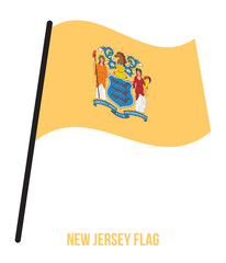 New Jersey (U.S. State) Flag Waving Vector Illustration on White Background