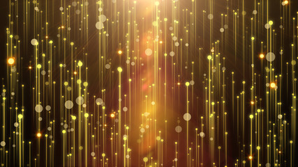 beautiful golden curtain abstract background with particle rain