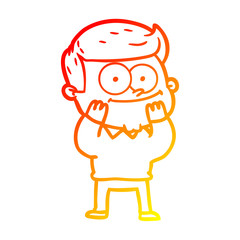 warm gradient line drawing cartoon happy man