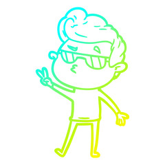 cold gradient line drawing cartoon cool guy