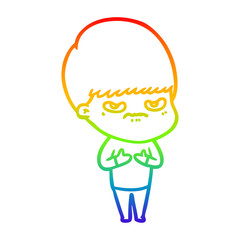 rainbow gradient line drawing cartoon boy