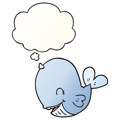 cartoon whale and thought bubble in smooth gradient style