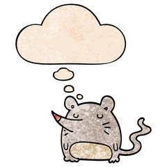 cartoon mouse and thought bubble in grunge texture pattern style