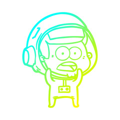 cold gradient line drawing cartoon surprised astronaut