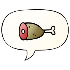 cartoon meat and speech bubble in smooth gradient style