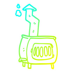 cold gradient line drawing cartoon old wood burner
