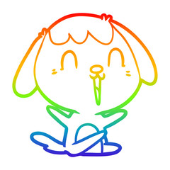 rainbow gradient line drawing cute cartoon dog crying