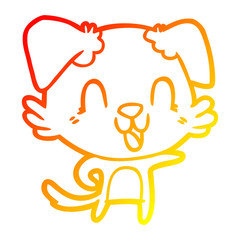 warm gradient line drawing laughing cartoon dog