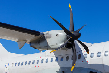 Close up view of the engine and propeller blades
