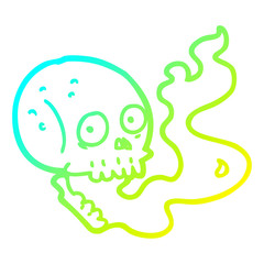 cold gradient line drawing cartoon haunted skull
