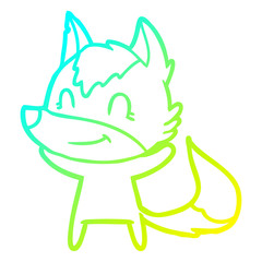 cold gradient line drawing friendly cartoon wolf