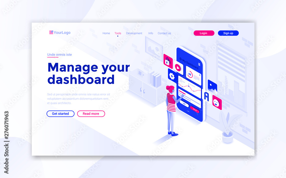 Poster flat modern design of website template - manage your dashboard