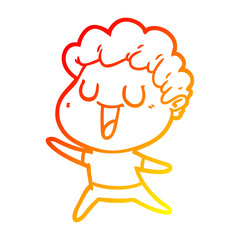 warm gradient line drawing laughing cartoon man