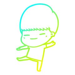 cold gradient line drawing cartoon smug boy