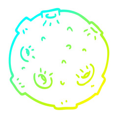cold gradient line drawing cartoon moon with craters