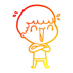 warm gradient line drawing laughing cartoon man