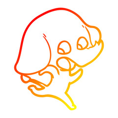 warm gradient line drawing cute cartoon elephant