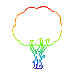 rainbow gradient line drawing cartoon blooming tree