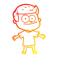 warm gradient line drawing cartoon happy man