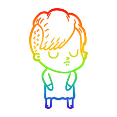rainbow gradient line drawing cartoon woman
