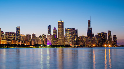 Chicago - amazing view over the skyline in the evening - CHICAGO, ILLINOIS - JUNE 12, 2019