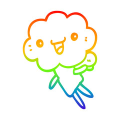 rainbow gradient line drawing cartoon cloud head creature