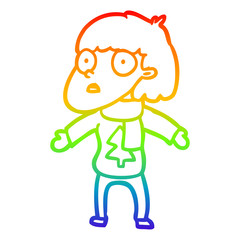 rainbow gradient line drawing surprised christmas person