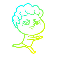 cold gradient line drawing cartoon angry man