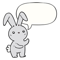 cute cartoon rabbit and speech bubble