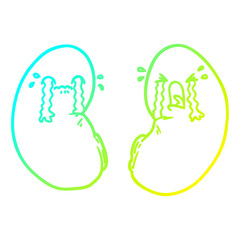 cold gradient line drawing cartoon kidneys crying