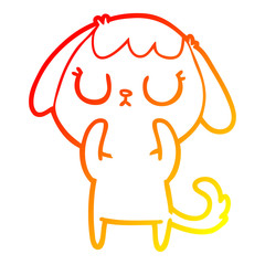 warm gradient line drawing cute cartoon dog