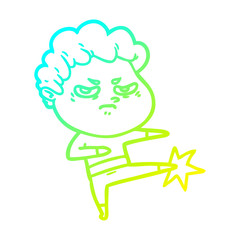 cold gradient line drawing cartoon angry man