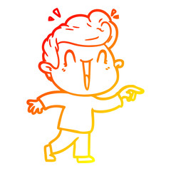 warm gradient line drawing cartoon excited man