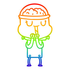 rainbow gradient line drawing happy cartoon robot