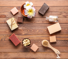 Beautiful spa composition on wooden background