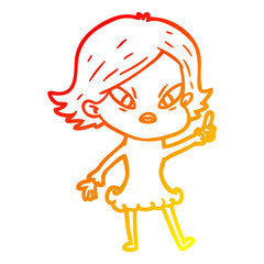 warm gradient line drawing cartoon stressed woman