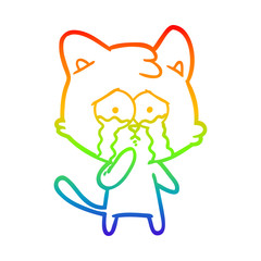 rainbow gradient line drawing cartoon cat