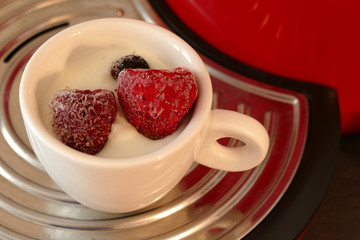 Joghurt mit Beerenfr&uuml;chten in einer Tasse