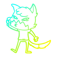 cold gradient line drawing clever cartoon fox