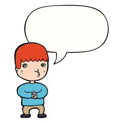 cartoon man thinking and speech bubble