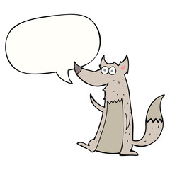 cartoon wolf and speech bubble