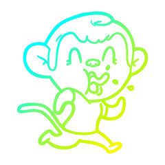 cold gradient line drawing crazy cartoon monkey running